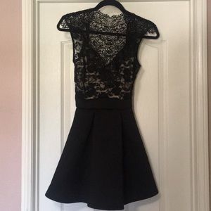 Black Lace Skater Dress